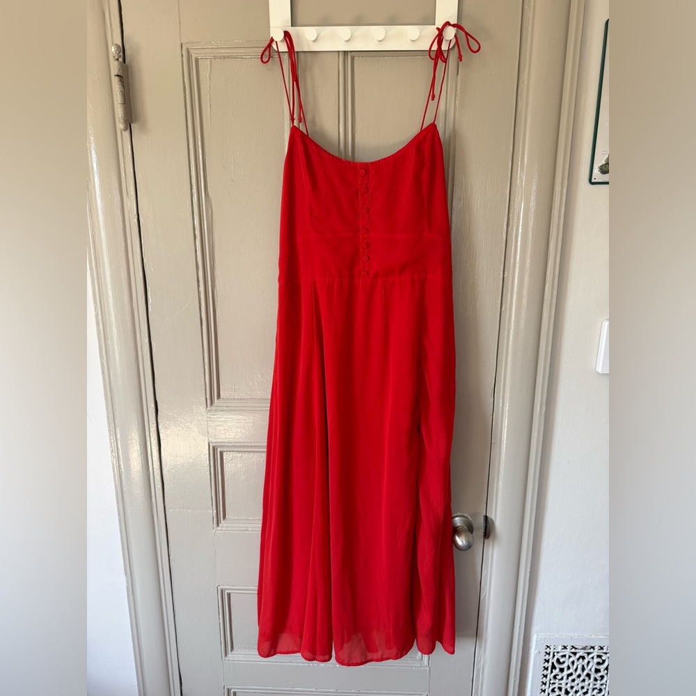 Abercrombie & Fitch Red Spaghetti-Strap Maxi Dress